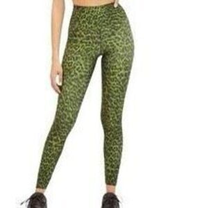 NWT Good American Leggings Core Power Pesto Leopard green 7/8 ankle High Rise si